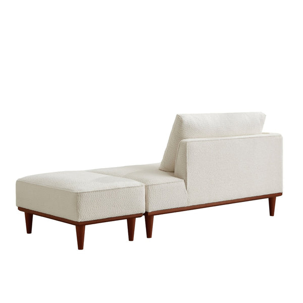 English Elm Indoor Boucle Chaise Lounge with Detachable Ottoman Convertible Daybed Bedroom Reading Nook White W5515P438681