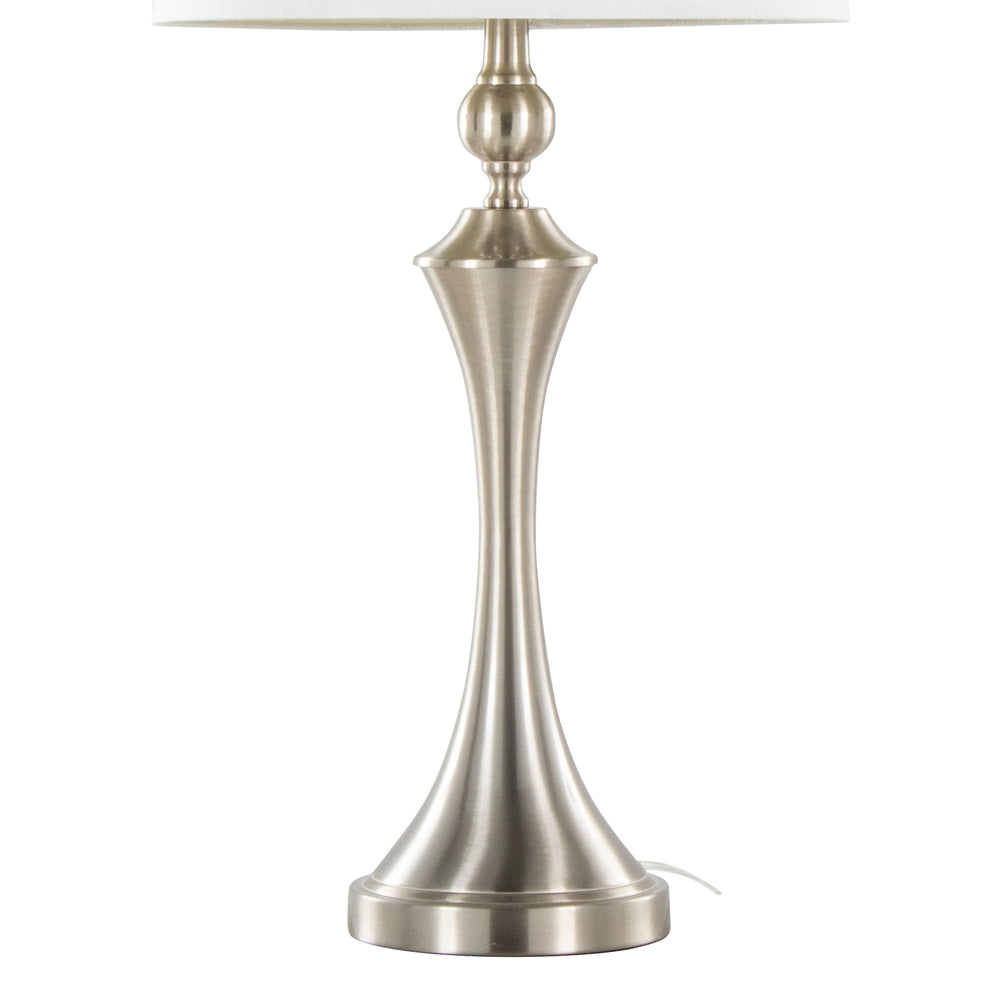 English Elm Flint 30" Contemporary Brushed Nickel Table Lamp Set of 2 with White Slub Linen Shades & USB Port B202P224214