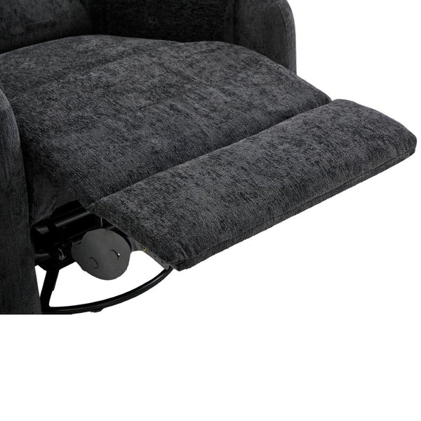 English Elm Manual Recliner Swivel Rocker Massage Chair Chenille Nursery and Living Room Seat Black N763P347287B