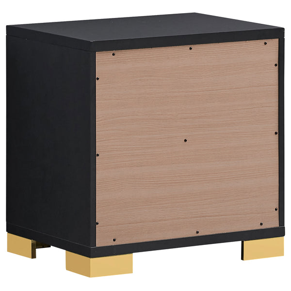 English Elm Medici Modern 4-Piece Led Twin Bedroom Set With Chic Black Finish & Gold Accents For Elegance B062S01067
