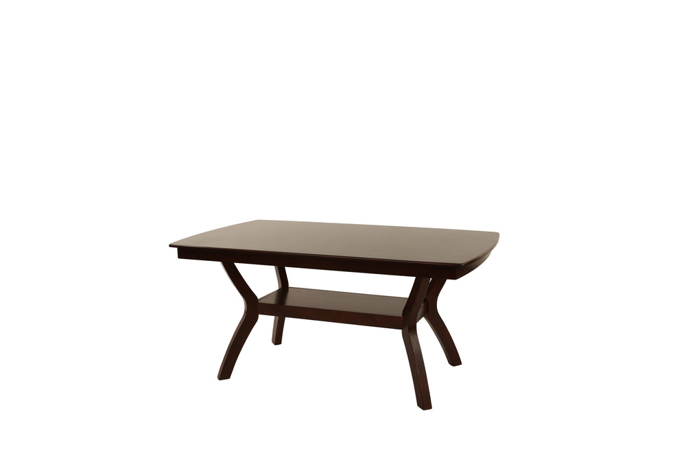 English Elm Formal 66" Square Dining Table with Open Shelf, Espresso Solid Wood Veneer, Contemporary Design B011P207142