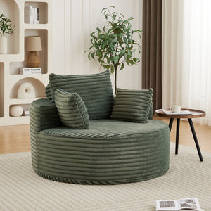 English Elm 50"l Corduroy Oversized Sleeper Chair with Neck Pillow Support for Lounge or Bedroom Green W834P405866
