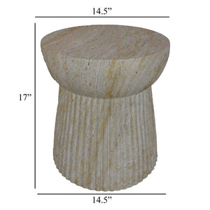 English Elm Archi Fluted Resin Plant Stand with Marbled Stone Look for Indoor Outdoor Decor B056P416933