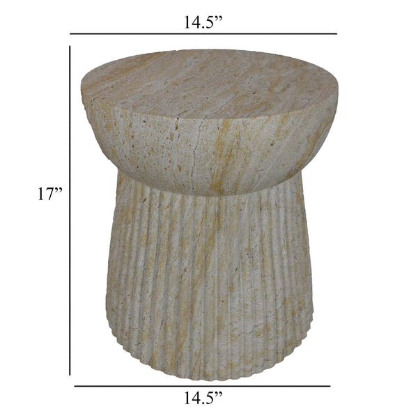 English Elm Archi Fluted Resin Plant Stand with Marbled Stone Look for Indoor Outdoor Decor B056P416933