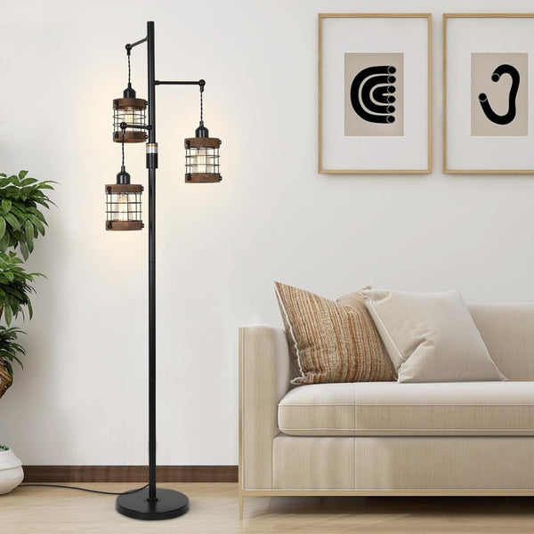 English Elm Arc Floor Lamp Solid Wood Iron Shade Dimmable Led Industrial Farmhouse Living Room W2738P448446