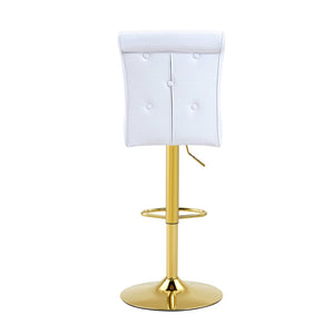English Elm A Set of 2 Glam Faux Alligator Pvc Barstools with Crystal Buckle Detail White W1512P491869