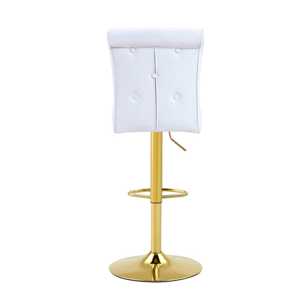 English Elm A Set of 2 Glam Faux Alligator Pvc Barstools with Crystal Buckle Detail White W1512P491869