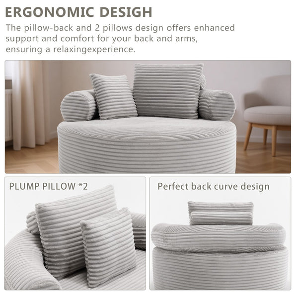 English Elm Round Cloud Sectional Sofa Bed with Memory Foam Cushions for Modern Living Spaces W3224P444277