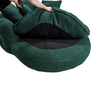 English Elm Oversized Memory Foam Chenille Bean Bag Sofa with Ergonomic Back Support, 3 Large & 2 Small Pillows Emerald W395P359413