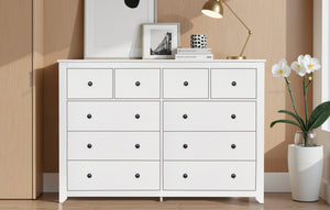 English Elm Modern 9-Drawer White Dresser — Sleek 3-Column Chest, Sturdy Waterproof Finish, Spacious Storage W1785P298992