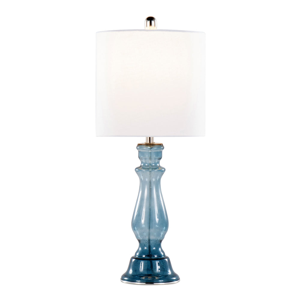 English Elm Bishop 24" Contemporary Seeded Glass Table Lamp Set of 2 with Brushed Nickel Base and White Linen Shade Blue B202P224034