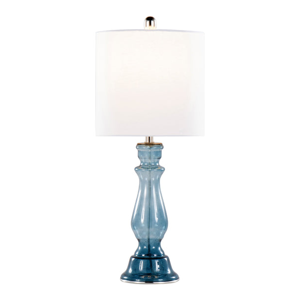 English Elm Bishop 24" Contemporary Seeded Glass Table Lamp Set of 2 with Brushed Nickel Base and White Linen Shade Blue B202P224034