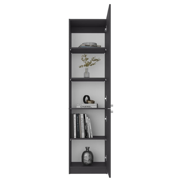 English Elm Butte Tall Two-tone Oak Bookcase with Concealed Doors and Open Shelves for Home Office B097P480468