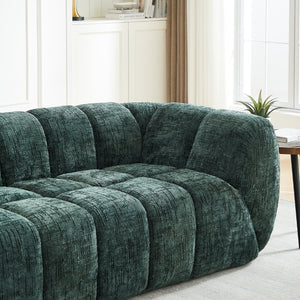 English Elm Chenille Cloud Sofa with Quilted Seat and Piano Key Backrest for Modern Living Rooms Green W834S00636