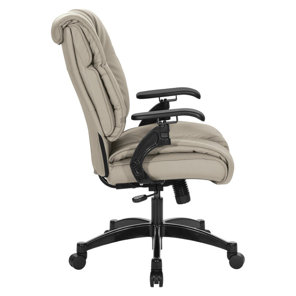 OSP Home Furnishings Leather Executive Conference Chair with Lumbar Support Pillow Top Seat and Ergonomic Arms Taupe 9333E-EC21