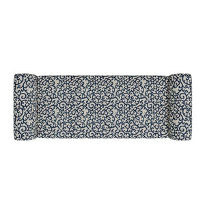 English Elm Wallen Traditional Upholstered Storage Ottoman Bench with Nailhead Trim and Vine Pattern Black,White,Wood B127P409580