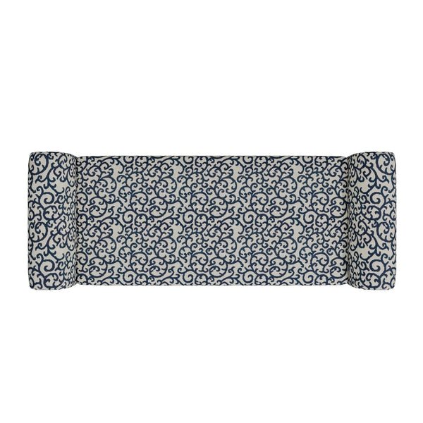 English Elm Wallen Traditional Upholstered Storage Ottoman Bench with Nailhead Trim and Vine Pattern Black,White,Wood B127P409580