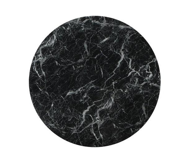 English Elm Hollis Round Dining Table with Engineered Stone Top & Cone Base, Contemporary Marble Grain Finish B2726S00440