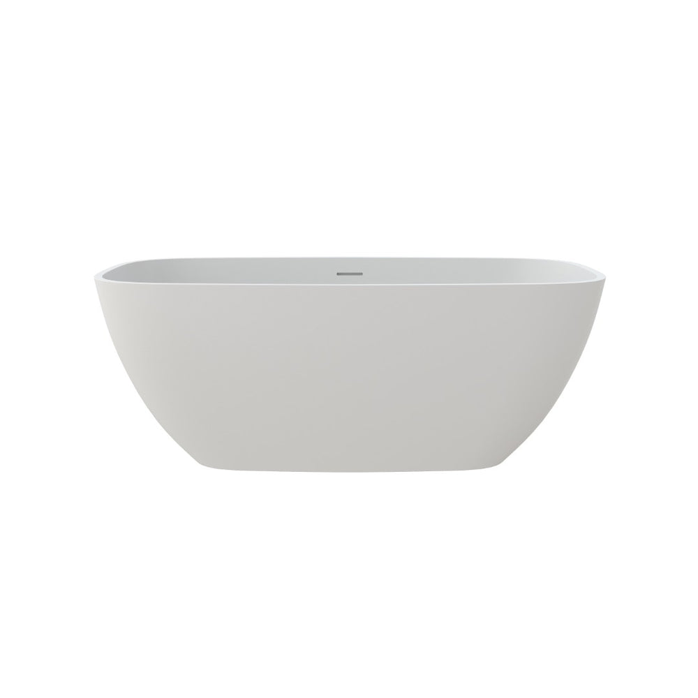 English Elm 59" Freestanding Soaking Tub Matte White Stone Resin Deep Basin Spa Bathroom T3785P490212