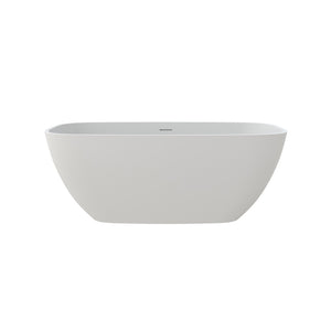 English Elm 59" Freestanding Soaking Tub Matte White Stone Resin Deep Basin Spa Bathroom T3785P490212