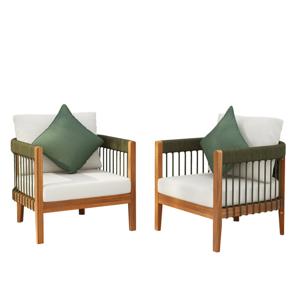 English Elm Christopher Knight Home® - [Set Of 2] Acacia Wood Boho Outdoor Club Chairs With Water-Resistant Cushions For Cozy Lounging N767P265743A_2