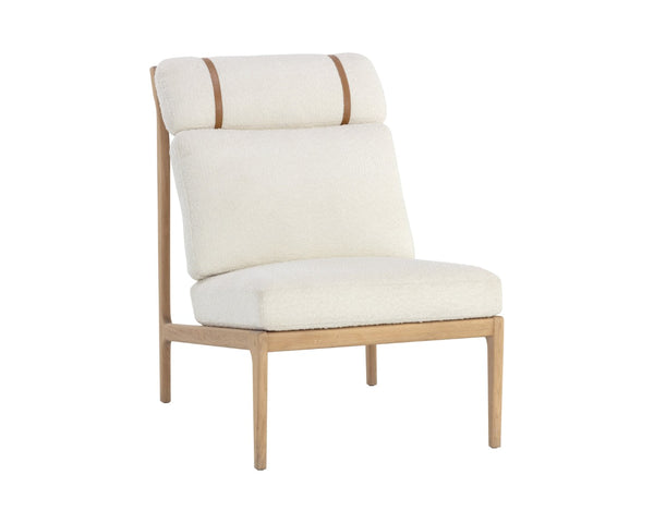 Sunpan ELANOR Lounge Chair - Plush Altro White Upholstery on Light Oak Frame for Stylish Comfort & Elegance 110042