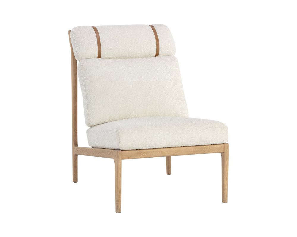 Sunpan Elanor Lounge Chair - Stylish Mid-Century Design with Comfortable Cushioning and Unique Leather Straps Light Oak / Altro White