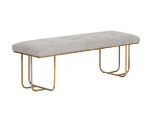 Sunpan Maverick Bench - Stylish Tufted Seat with Antique Brass Legs for Elegant Living Room Seating Belfast Heather Grey