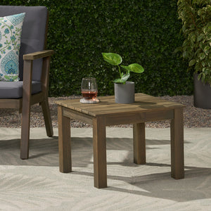 English Elm Christopher Knight Home® - TEMECULA Side Table Crafted from Durable Acacia Wood with Classic Slat Top, Stylish Outdoor Accent Piece Grey 66469.00GRY