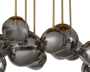 Sunpan DIONIS Chandelier - Modern Rectangular Lighting with Hand-Blown Glass & Brushed Gold Frame Elegance 112421
