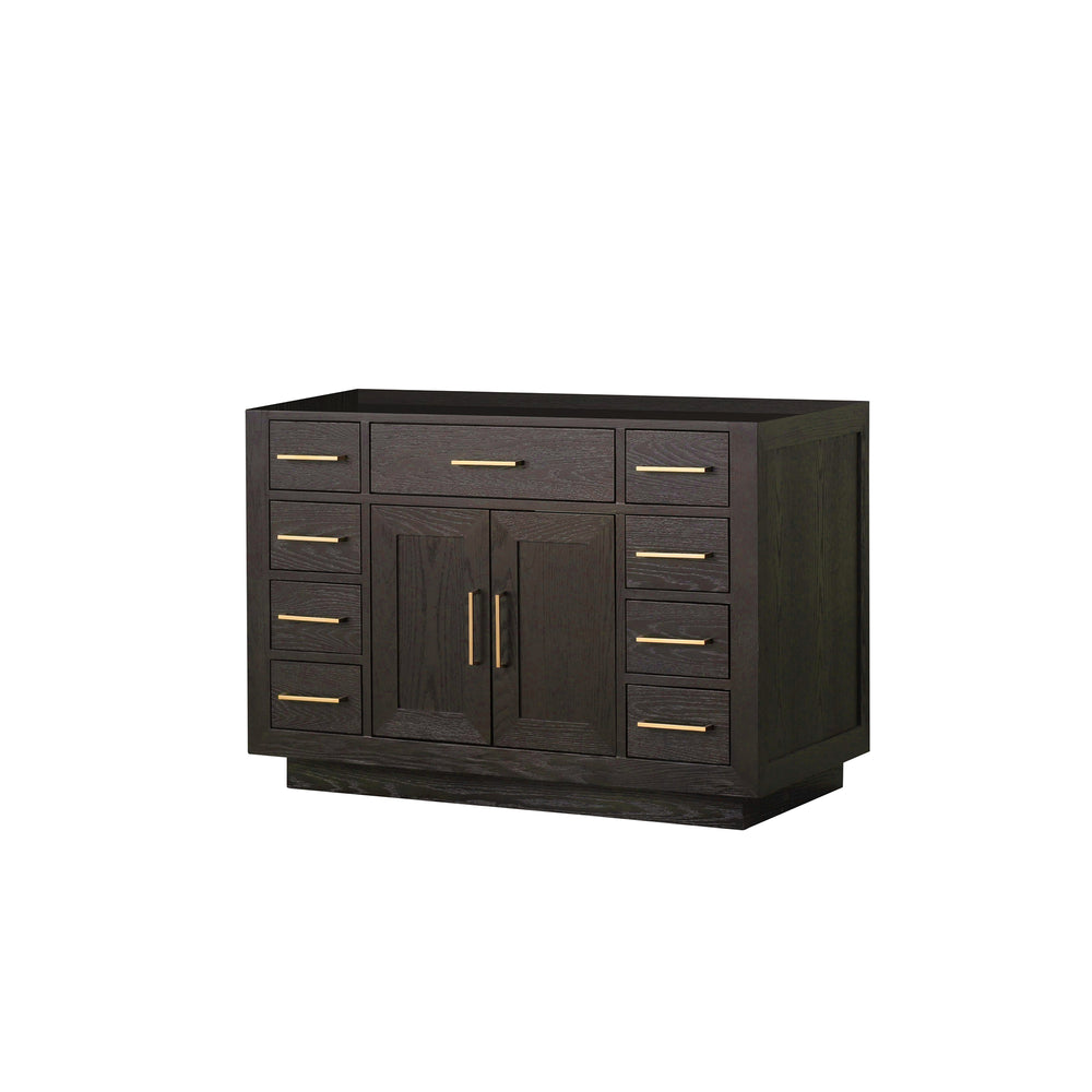 English Elm Brown Oak Midcentury Single Bath Vanity 48" Wide x 22" Deep - Soft Close, Fully Assembled, Storage B2731P257690