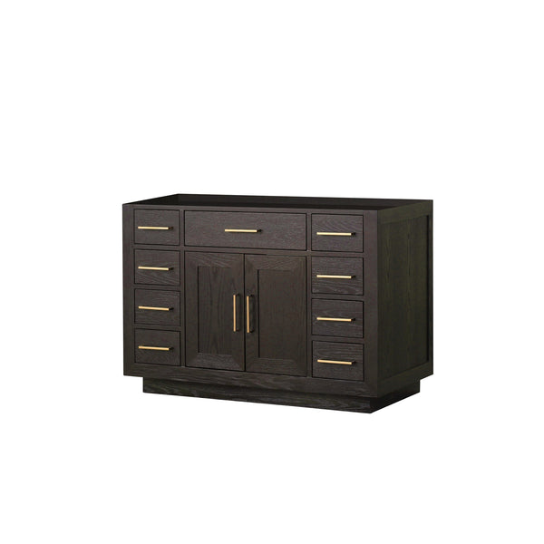 English Elm Brown Oak Midcentury Single Bath Vanity 48" Wide x 22" Deep - Soft Close, Fully Assembled, Storage B2731P257690