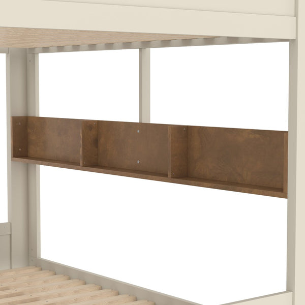 English Elm Twin Triple Metal Bunk Bed Matte Powder Coated Frame with Full Safety Guardrails W1580S00425