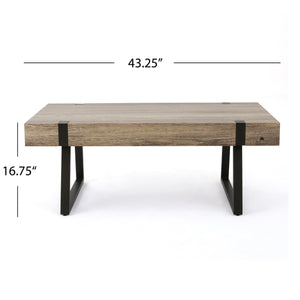 English Elm Christopher Knight Home® - COFFEE Faux Wood Industrial Coffee Table with Powder-Coated Metal Legs, Sturdy MDF Top, 43.25" L Grey 59446.00