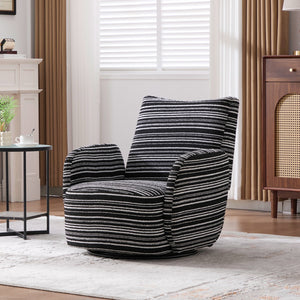 English Elm Modern Boucle 360° Swivel Leisure Chair with High‑Resilience Sponge, Supportive Curve, 550lb Capacity Black W395P355515