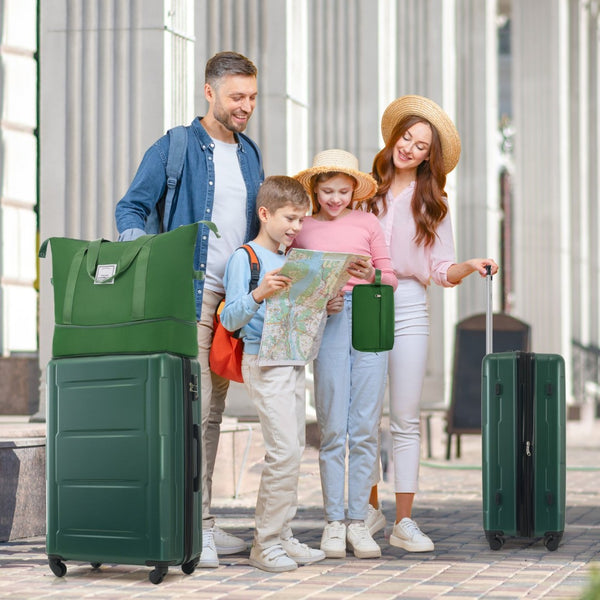 English Elm 2 Piece Abs Hard Shell Spinner Luggage Set with Tsa Lock Expandable Suitcases Green N732P198745F