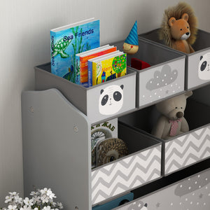 English Elm Qaba Kids Toy Organizer with 6 Bins, Cute Gray MDF Storage Shelf for Bedroom, Durable & Safe W2225P249762