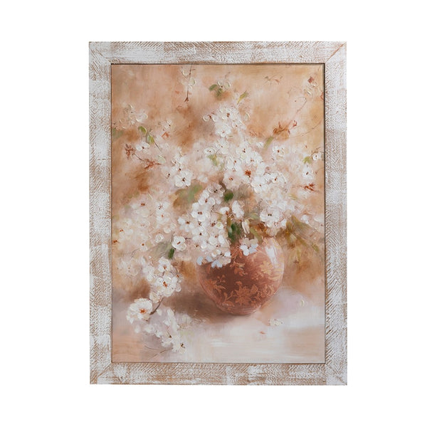 English Elm 35.4x47.2x1.2" Hand-painted Floral Canvas with Rustic Fir Frame for Farmhouse Walls W2078P481782