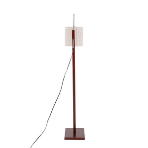 English Elm Floor Lamp with Walnut Base Satin Nickel Stem and Soft Grey Shade for Living Rooms B202S02143