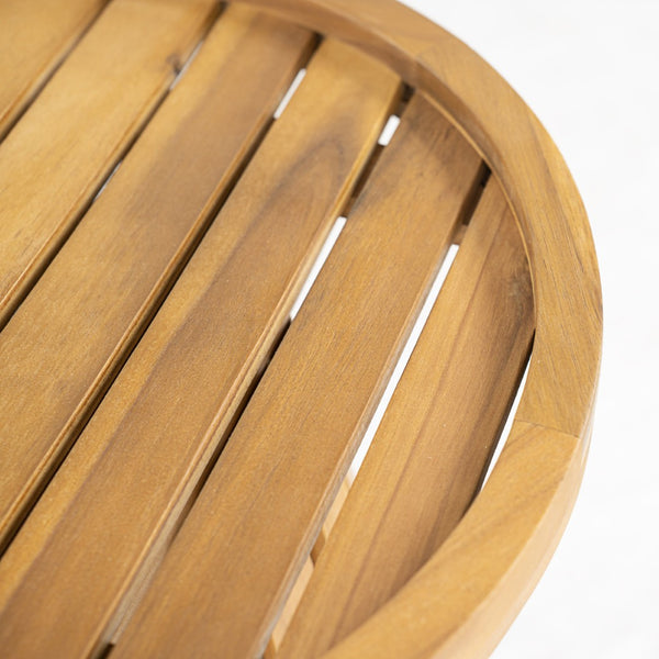 English Elm Outdoor Solid Acacia Hardwood Round Side Table for Patio Lounge and Living Spaces N772P378684T
