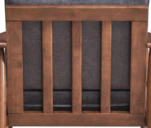 English Elm Alisa Charcoal Fabric Accent Chair with Brown Wood Finish, Removable Cushion, Foam Seat Comfort B2726S00384