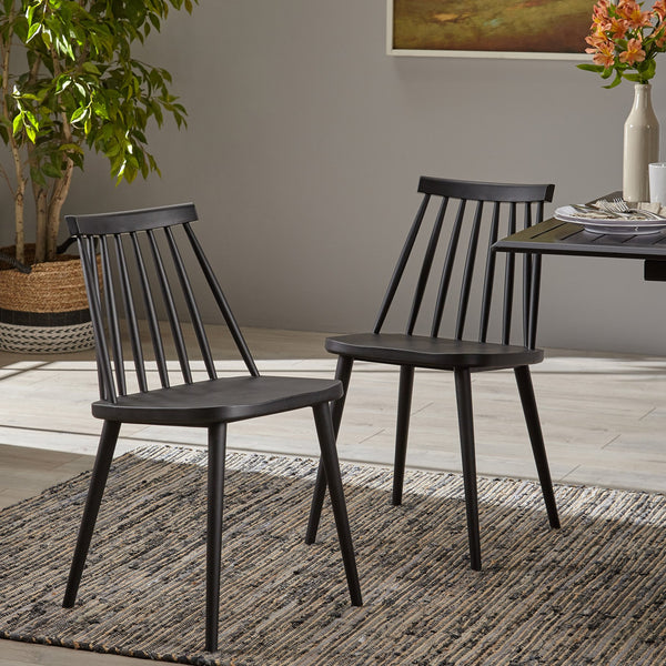 English Elm Christopher Knight Home® - Farmhouse Spindle Back Dining Chairs Set of 2 – Durable Polypropylene Seats, Timeless Country Style, Easy Clean Black 64922.00