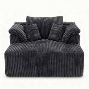 English Elm 60 Inch Oversized Corduroy Cloud Chaise Frameless Deep Seat Lounge for Living Room Antique Dark Grey W1919P499884