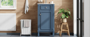 English Elm 18-inch French Country Freestanding Bathroom Vanity Rubberwood Cabinet with Ceramic Sink Blue N710P371187C