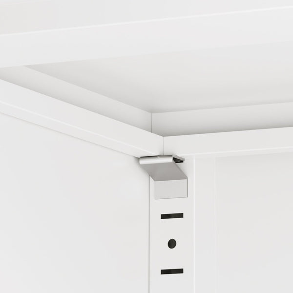 English Elm White Steel Freestanding Wardrobe Cabinet with Rod and Shelves for Dorm or Apartment T2398P480394
