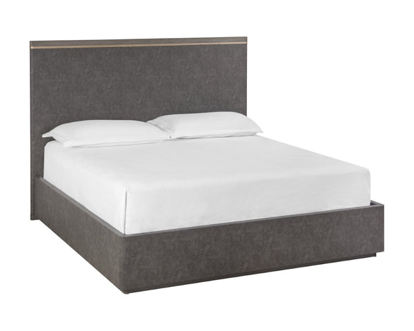Sunpan ALTMAN Bed - King Size Modern Design with Faux Leather Headboard & Durable Oak Frame for Elegance 106805