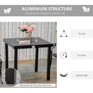 English Elm Outsunny Outdoor Dining Table For 4 - Compact Square, Weather-Resistant Woodgrain Top & Aluminum Frame W2225P174359-GIGA
