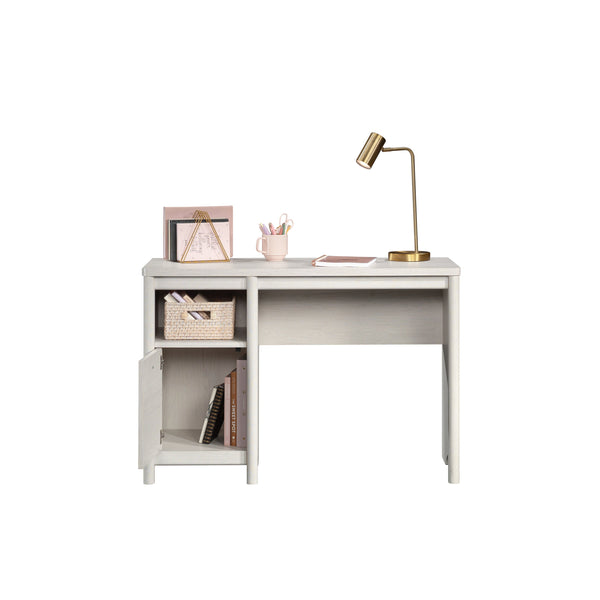 English Elm Desk, Modern White Finish With Spacious Top And Hidden Storage For Home Office And Gaming Use B356P402784