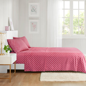 Mi Zone Polka Dot Casual Printed 100% Cotton Sheet Set MZ20-501 Dark Pink