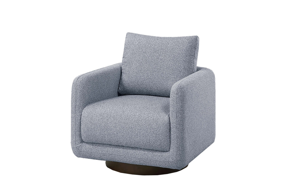 English Elm Modern Gray Bouclé Swivel Chair — 360° Upholstered Accent Seat with Supportive Back Pillow, 30"x31"x25" B011P369861